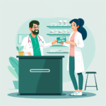 a man and woman in a pharmacy