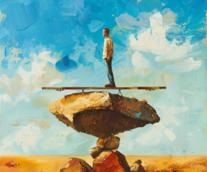 a man standing on a rock